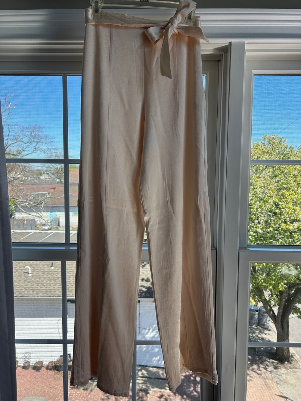 Lovers + Friends Blush Satin Wide-Leg Tie-Waist Pants